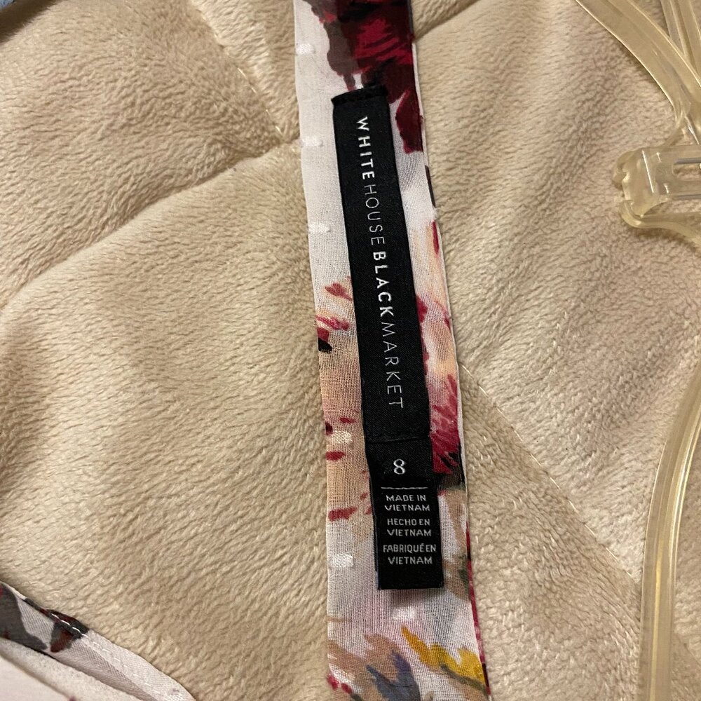 White House Black Market Sheer Floral V Neck Top - Picture 6 of 12
